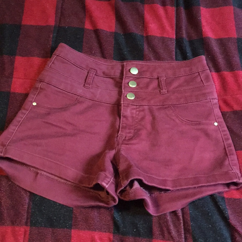 High waisted red shorts